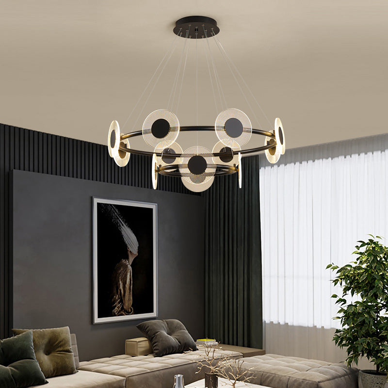 LED Circles Suspension Lamp Minimalistic Acrylic Living Room Chandelier Pendant Light Clearhalo 'Ceiling Lights' 'Chandeliers' Lighting' 2618636