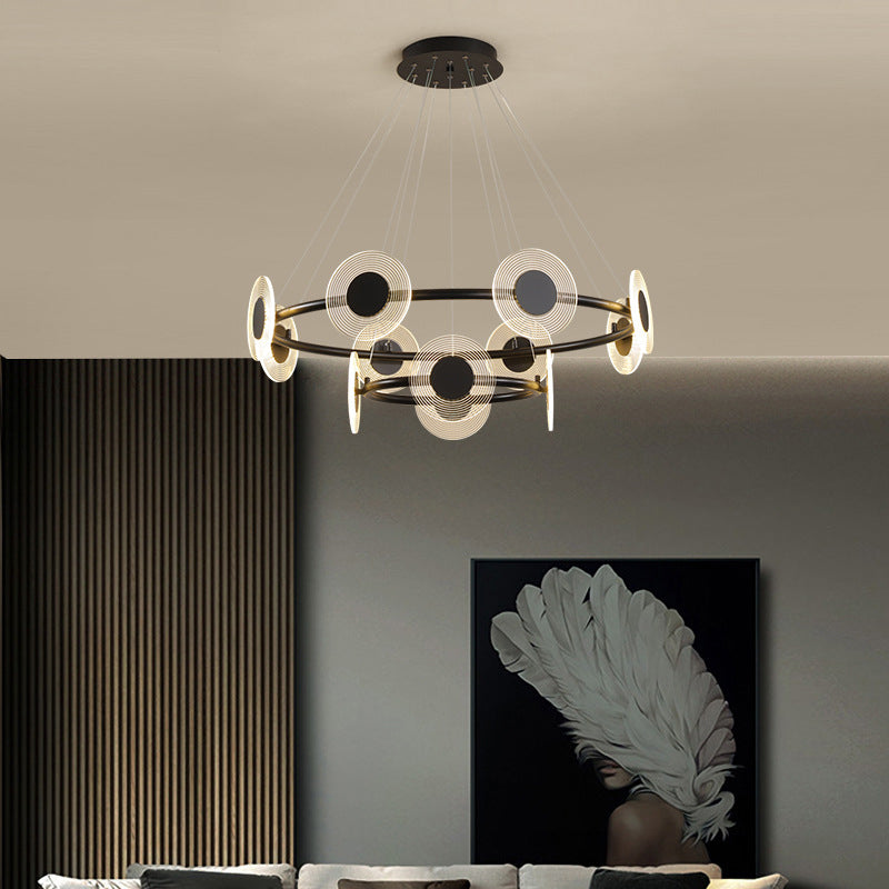 LED Circles Suspension Lamp Minimalistic Acrylic Living Room Chandelier Pendant Light Clearhalo 'Ceiling Lights' 'Chandeliers' Lighting' 2618637
