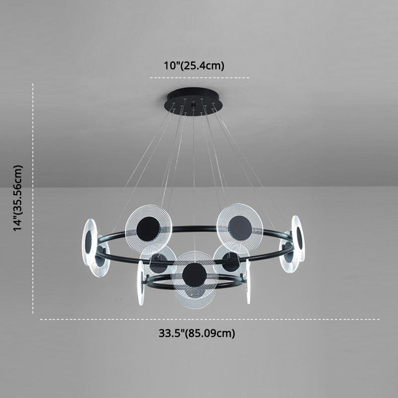 LED Circles Suspension Lamp Minimalistic Acrylic Living Room Chandelier Pendant Light Clearhalo 'Ceiling Lights' 'Chandeliers' Lighting' 2618640