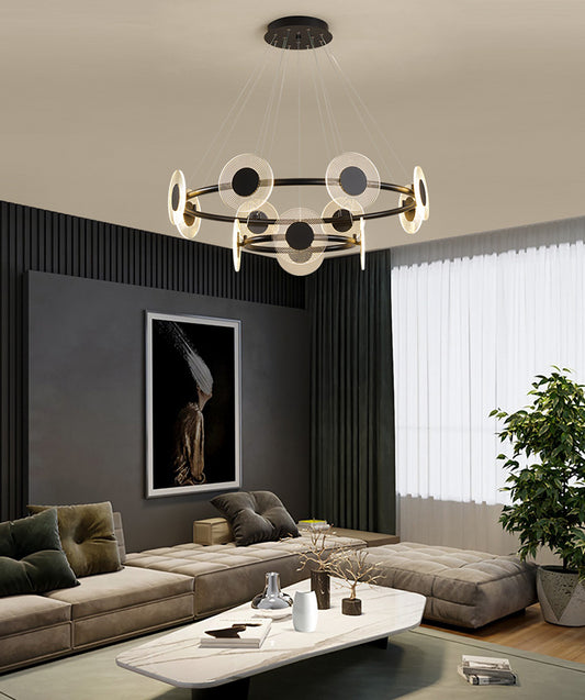 LED Circles Suspension Lamp Minimalistic Acrylic Living Room Chandelier Pendant Light Clearhalo 'Ceiling Lights' 'Chandeliers' Lighting' 2618643