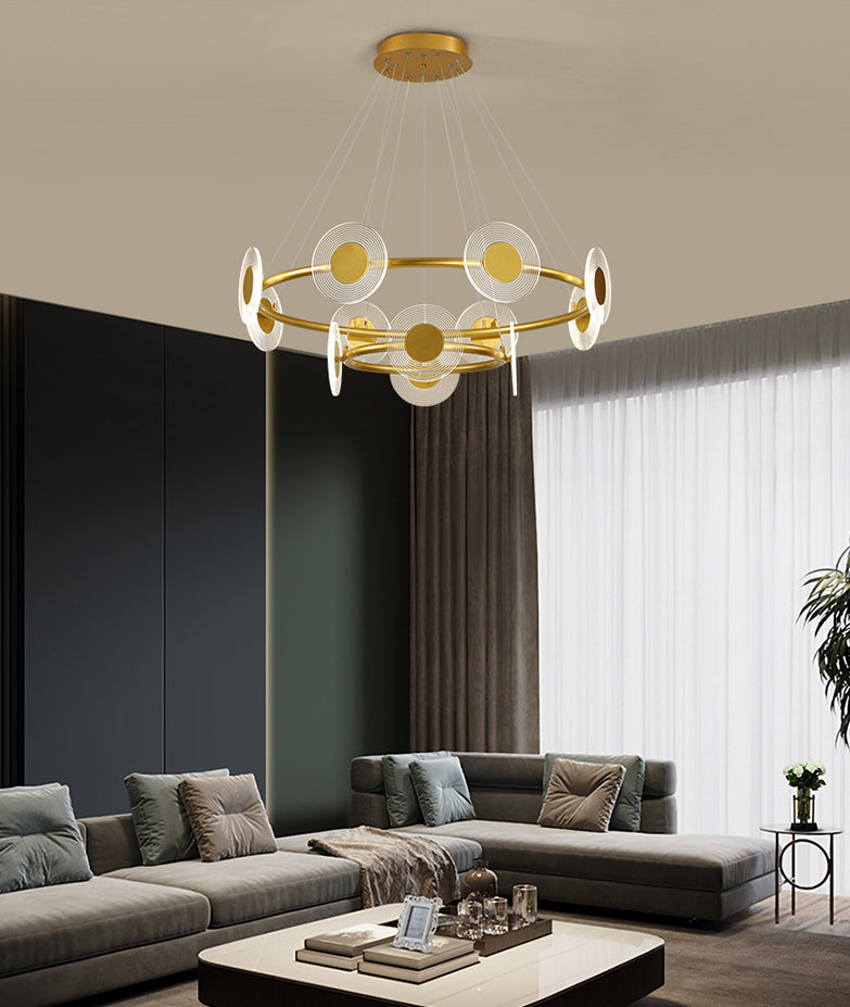 LED Circles Suspension Lamp Minimalistic Acrylic Living Room Chandelier Pendant Light Clearhalo 'Ceiling Lights' 'Chandeliers' Lighting' 2618644