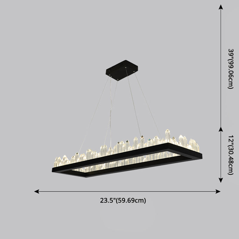 Minimalist Ring-Shape LED Chandelier Crystal Stick Living Room Hanging Light in Black Clearhalo 'Ceiling Lights' 'Chandeliers' Lighting' 2618696