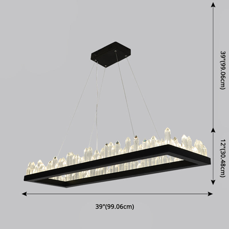 Minimalist Ring-Shape LED Chandelier Crystal Stick Living Room Hanging Light in Black Clearhalo 'Ceiling Lights' 'Chandeliers' Lighting' 2618700