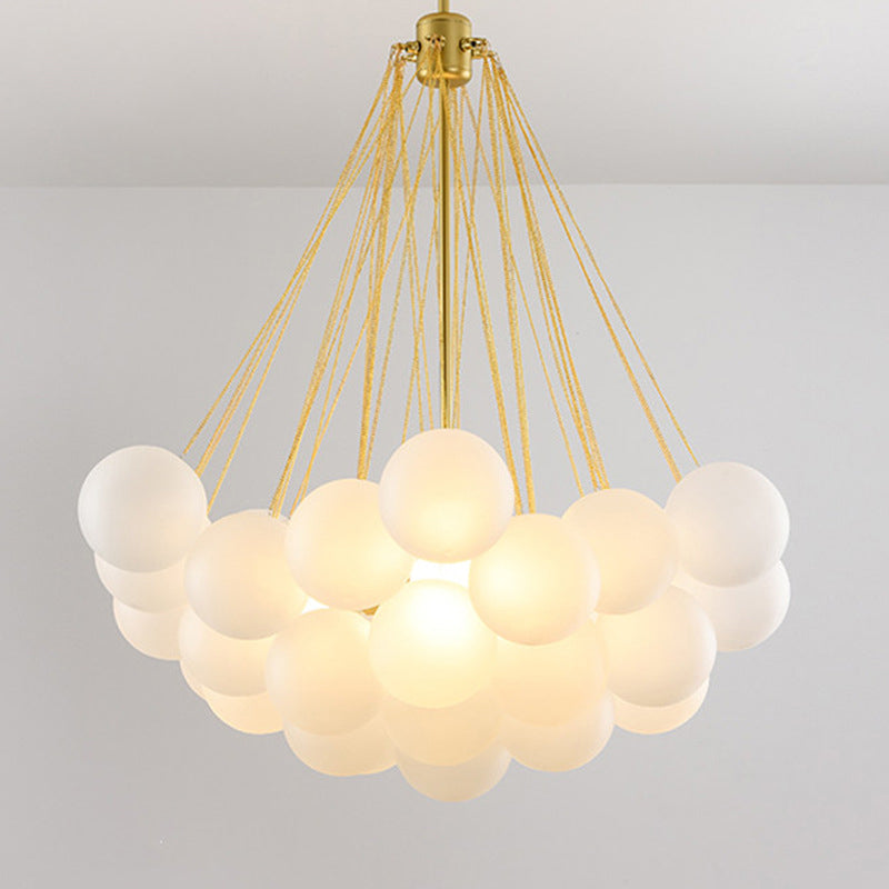 Frosted White Glass Bubbles Suspension Light Stylish Nordic Chandelier for Living Room Clearhalo 'Ceiling Lights' 'Chandeliers' Lighting' 2618710