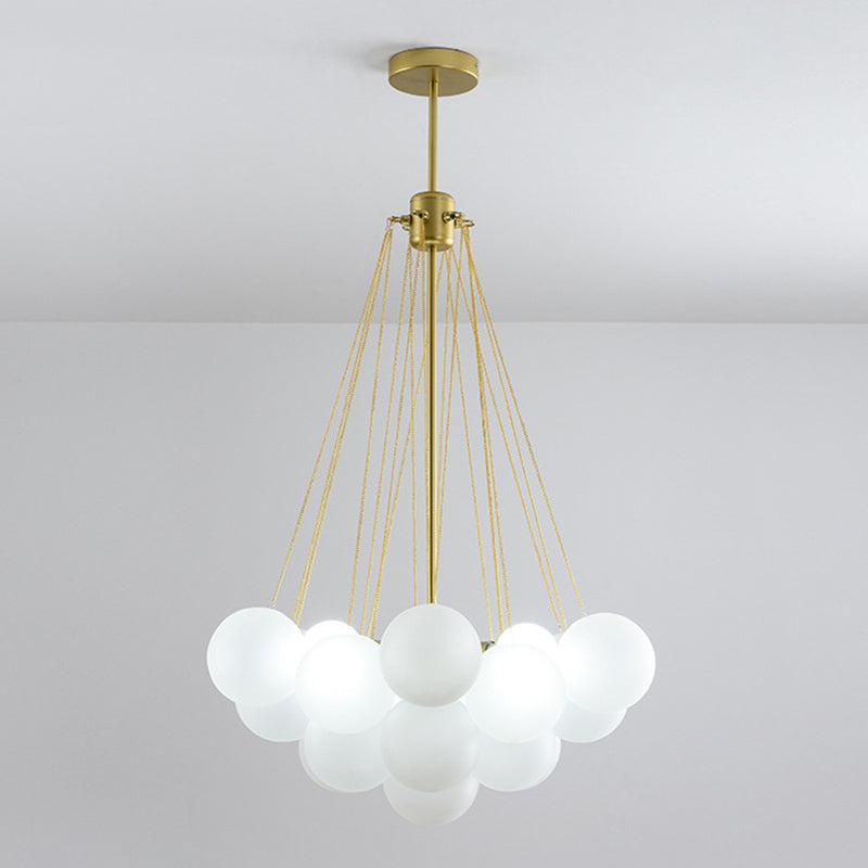 Frosted White Glass Bubbles Suspension Light Stylish Nordic Chandelier for Living Room 19 Gold Clearhalo 'Ceiling Lights' 'Chandeliers' Lighting' 2618712