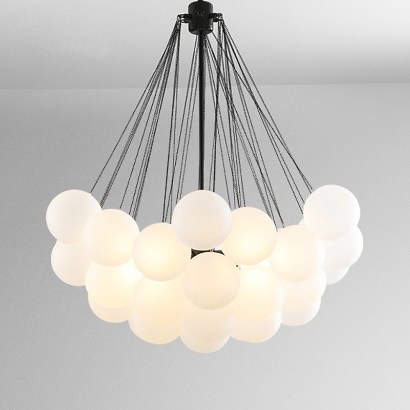 Frosted White Glass Bubbles Suspension Light Stylish Nordic Chandelier for Living Room Clearhalo 'Ceiling Lights' 'Chandeliers' Lighting' 2618713