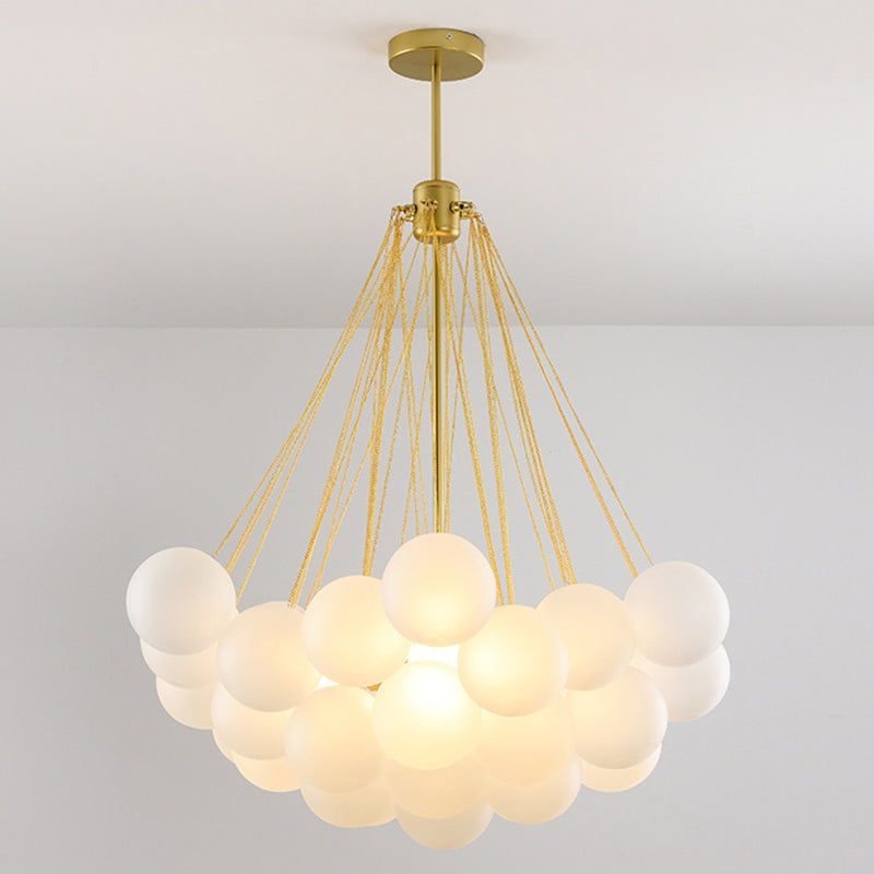 Frosted White Glass Bubbles Suspension Light Stylish Nordic Chandelier for Living Room 37 Gold Clearhalo 'Ceiling Lights' 'Chandeliers' Lighting' 2618716