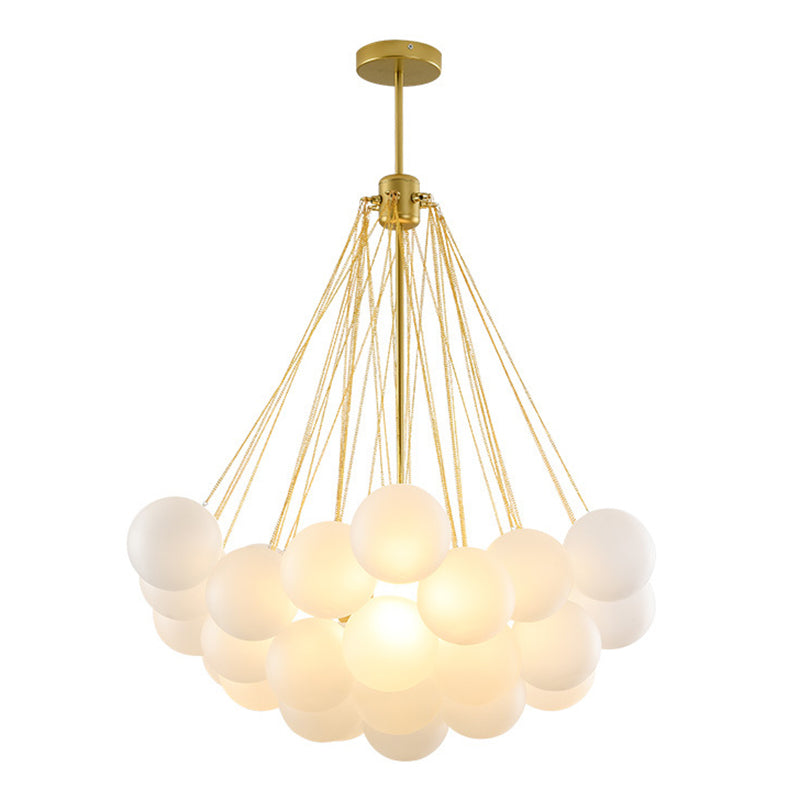 Frosted White Glass Bubbles Suspension Light Stylish Nordic Chandelier for Living Room Clearhalo 'Ceiling Lights' 'Chandeliers' Lighting' 2618718