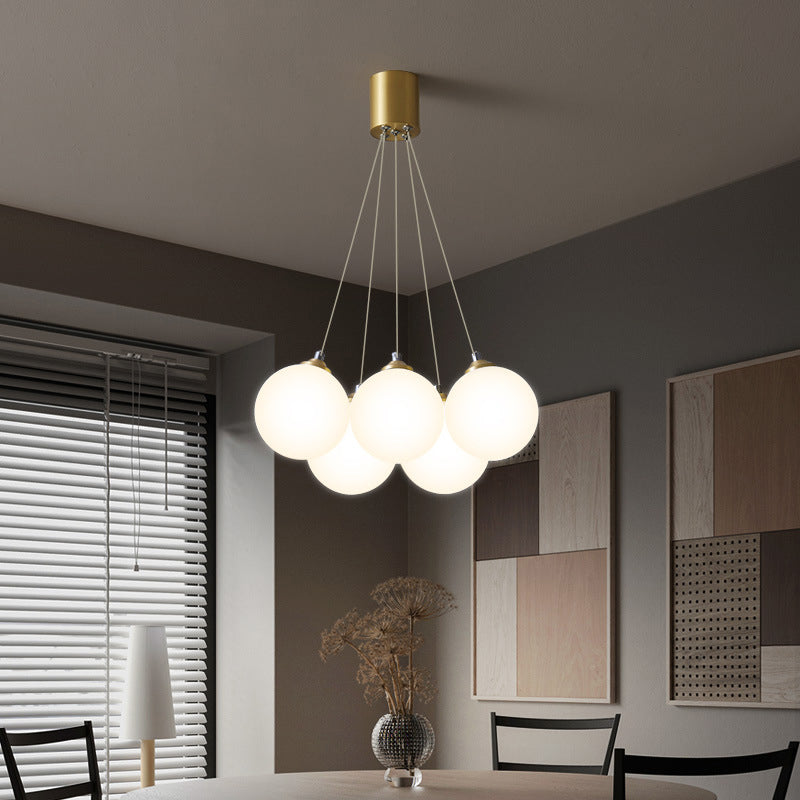 Balloons Hanging Pendant Light Simplicity White Glass Bedroom Chandelier in Gold Clearhalo 'Ceiling Lights' 'Chandeliers' Lighting' 2618722