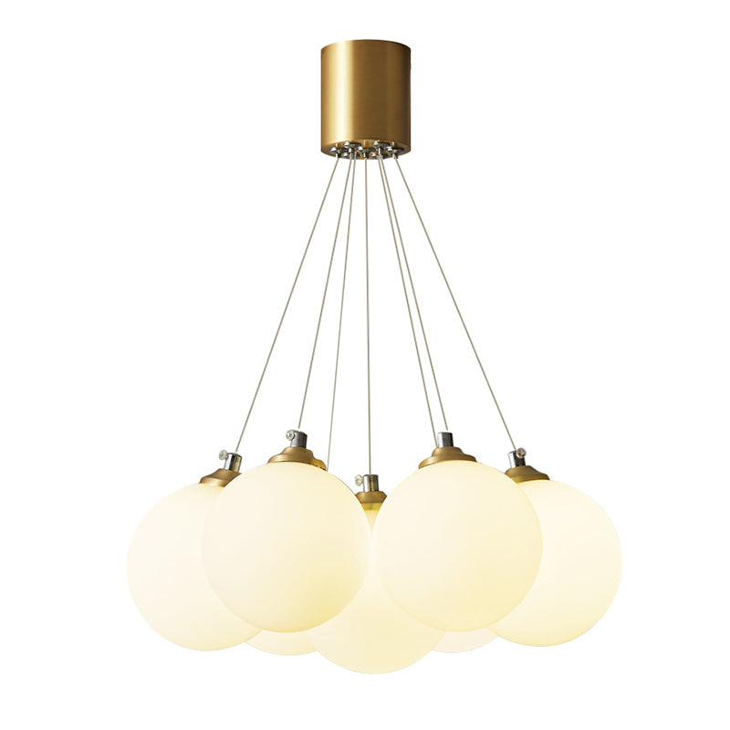 Balloons Hanging Pendant Light Simplicity White Glass Bedroom Chandelier in Gold Clearhalo 'Ceiling Lights' 'Chandeliers' Lighting' 2618725