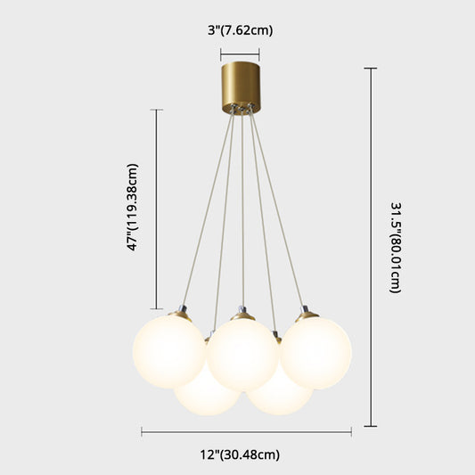 Balloons Hanging Pendant Light Simplicity White Glass Bedroom Chandelier in Gold Clearhalo 'Ceiling Lights' 'Chandeliers' Lighting' 2618727