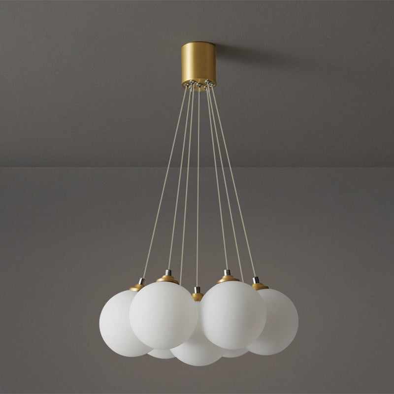 Balloons Hanging Pendant Light Simplicity White Glass Bedroom Chandelier in Gold Clearhalo 'Ceiling Lights' 'Chandeliers' Lighting' 2618729