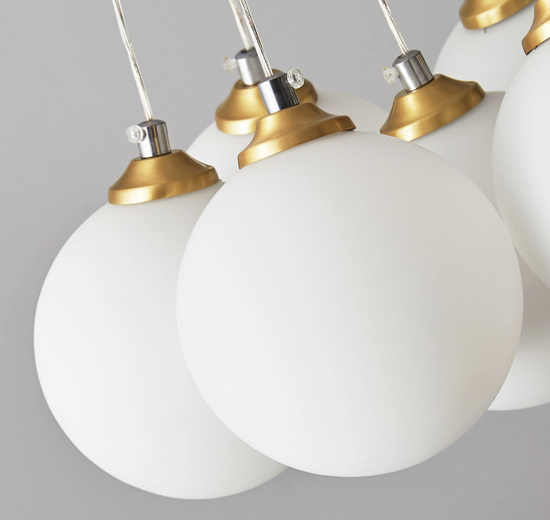 Balloons Hanging Pendant Light Simplicity White Glass Bedroom Chandelier in Gold Clearhalo 'Ceiling Lights' 'Chandeliers' Lighting' 2618731