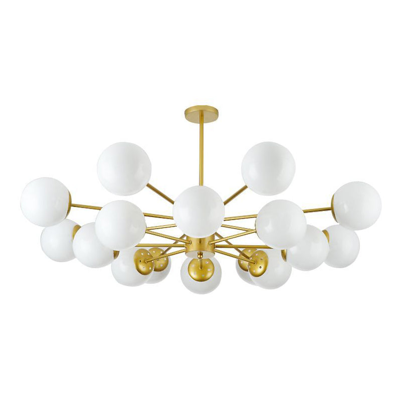 Modern Minimalistic Ball Chandelier Opal Glass Living Room Ceiling Suspension Lamp Clearhalo 'Ceiling Lights' 'Chandeliers' Lighting' 2618742