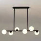 Contemporary Modo Chandelier Lighting Opal Frosted Glass Sitting Room Ceiling Hang Light 6 Black Linear Clearhalo 'Ceiling Lights' 'Chandeliers' Lighting' 2618782
