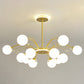 Contemporary Modo Chandelier Lighting Opal Frosted Glass Sitting Room Ceiling Hang Light 12 Gold Round Clearhalo 'Ceiling Lights' 'Chandeliers' Lighting' 2618810