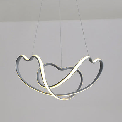Grey Line Chandelier Lamp Simplicity Metal LED Strip Pendant Light for Dining Room Grey White Loving Heart Clearhalo 'Ceiling Lights' 'Chandeliers' Lighting' 2618924