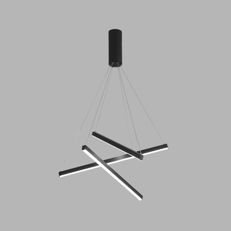 Black Sticks LED Chandelier Light Novelty Minimalist Metal Suspension Lamp for Lobby 3 Black Clearhalo 'Ceiling Lights' 'Chandeliers' Lighting' options 2618957_ad1a598e-70d2-4d60-afdc-4d1d4dd12c05