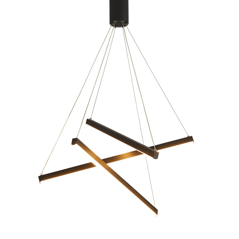 Black Sticks LED Chandelier Light Novelty Minimalist Metal Suspension Lamp for Lobby Clearhalo 'Ceiling Lights' 'Chandeliers' Lighting' options 2618964
