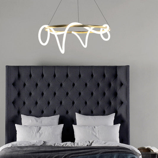 Flexibele buis kroonluchter eenvoud acryl gold led plafond hanger voor woonkamer