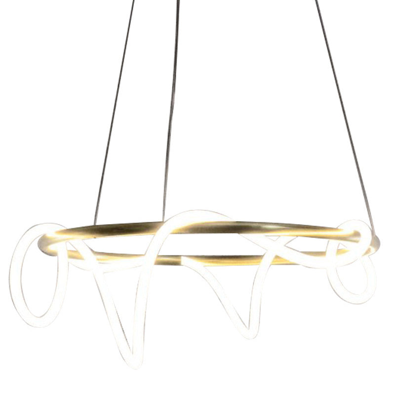 Flexible Tube Chandelier Simplicity Acrylic Gold LED Ceiling Pendant for Living Room Clearhalo 'Ceiling Lights' 'Chandeliers' Lighting' options 2618980