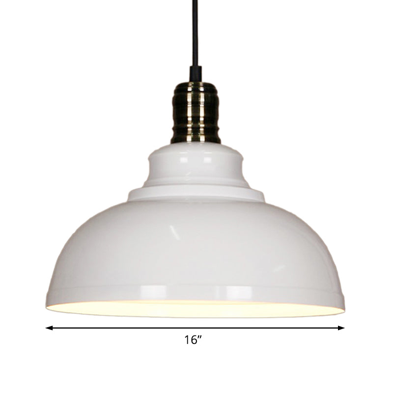 12"/14"/16" Dia 1 Light Ceiling Fixture Industrial Style Bowl Shade Metallic Pendant Ceiling Light in Black/White Inner Clearhalo 'Art Deco Pendants' 'Black' 'Cast Iron' 'Ceiling Lights' 'Ceramic' 'Crystal' 'Industrial Pendants' 'Industrial' 'Metal' 'Middle Century Pendants' 'Pendant Lights' 'Pendants' 'Rustic Pendants' 'Tiffany' Lighting' 2619