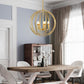 Antique Style Globe Chandelier Metal Suspension Light Fixture in Gold for Hallway Clearhalo 'Ceiling Lights' 'Chandeliers' Lighting' options 2619064