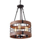 Brown Grid Cage Drum Chandelier Rustic Metal Dining Room Suspension Pendant Light 3 Brown Clearhalo 'Ceiling Lights' 'Chandeliers' Lighting' 2619093