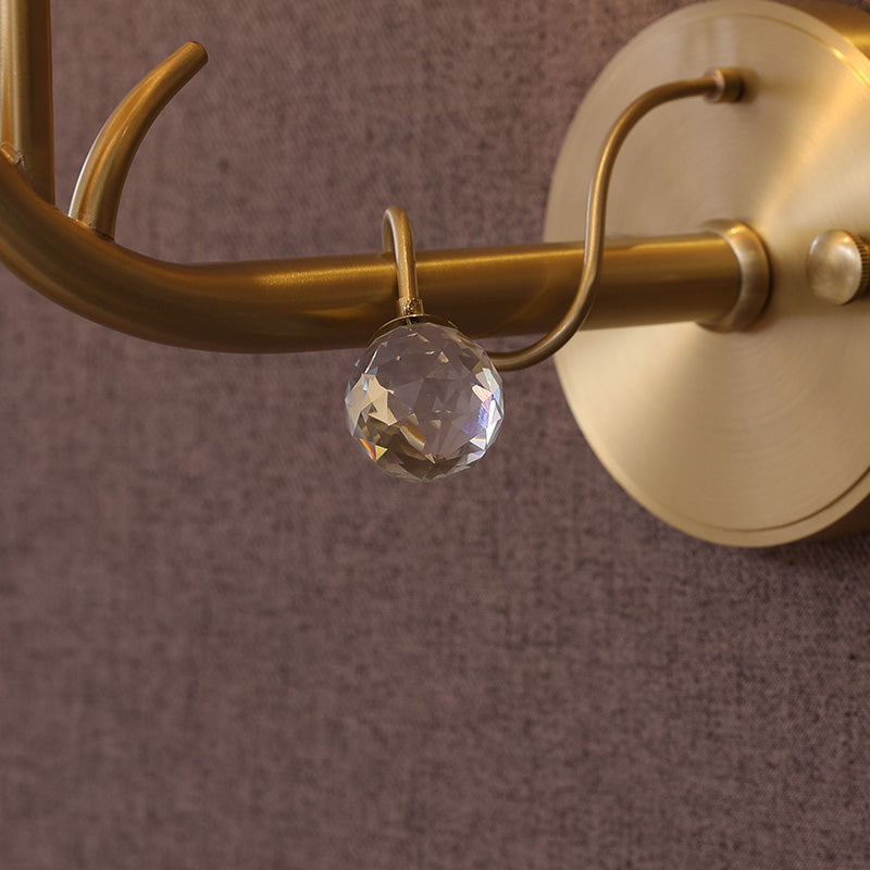 Cylindrical Corridor Wall Mount Light Clear Glass 1/2-Head Vintage Style Wall Sconce in Gold Finish Clearhalo 'Modern wall lights' 'Modern' 'Wall Lamps & Sconces' 'Wall Lights' Lighting' 261922