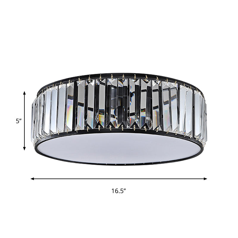 Black/Bronze Drum Flush Mount Lamp Simple 3/4/5-Light Crystal Shaded Bedroom Ceiling Light Clearhalo 'Ceiling Lights' 'Close To Ceiling Lights' 'Close to ceiling' 'Flush mount' Lighting' 262050