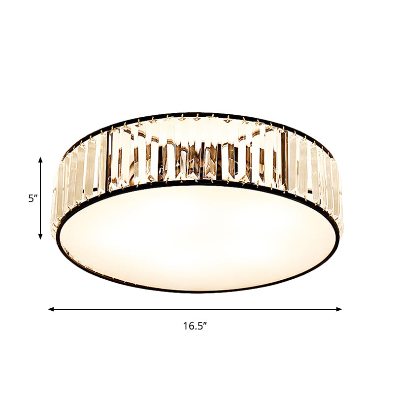 Black/Bronze Drum Flush Mount Lamp Simple 3/4/5-Light Crystal Shaded Bedroom Ceiling Light Clearhalo 'Ceiling Lights' 'Close To Ceiling Lights' 'Close to ceiling' 'Flush mount' Lighting' 262053