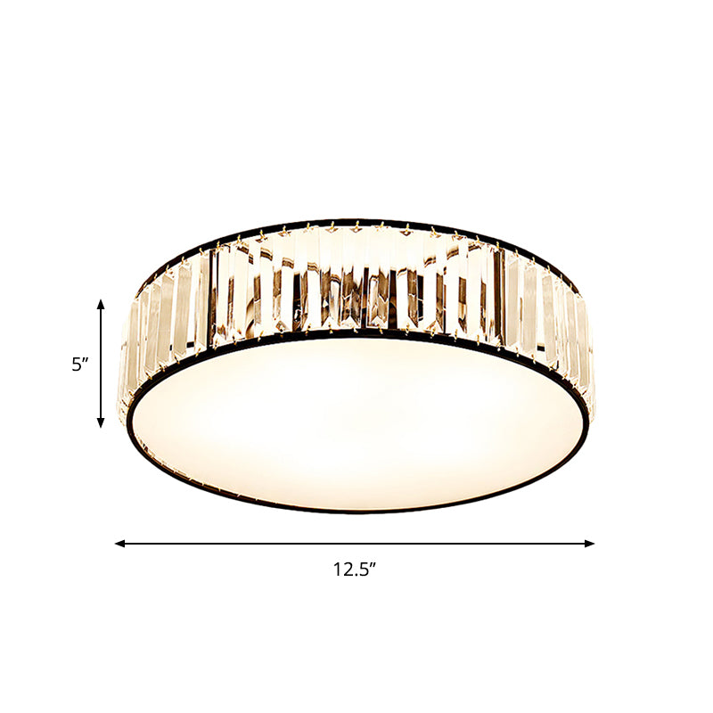Black/Bronze Drum Flush Mount Lamp Simple 3/4/5-Light Crystal Shaded Bedroom Ceiling Light Clearhalo 'Ceiling Lights' 'Close To Ceiling Lights' 'Close to ceiling' 'Flush mount' Lighting' 262054