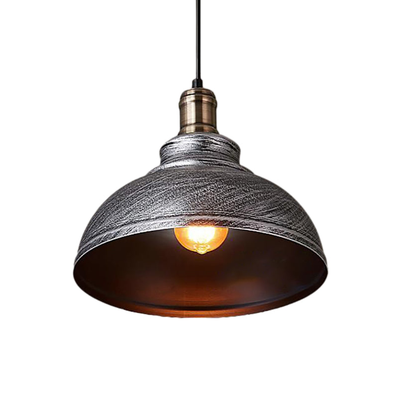 12"/14"/16" Dia 1 Light Ceiling Fixture Industrial Style Bowl Shade Metallic Pendant Ceiling Light in Black/White Inner Clearhalo 'Art Deco Pendants' 'Black' 'Cast Iron' 'Ceiling Lights' 'Ceramic' 'Crystal' 'Industrial Pendants' 'Industrial' 'Metal' 'Middle Century Pendants' 'Pendant Lights' 'Pendants' 'Rustic Pendants' 'Tiffany' Lighting' 2622