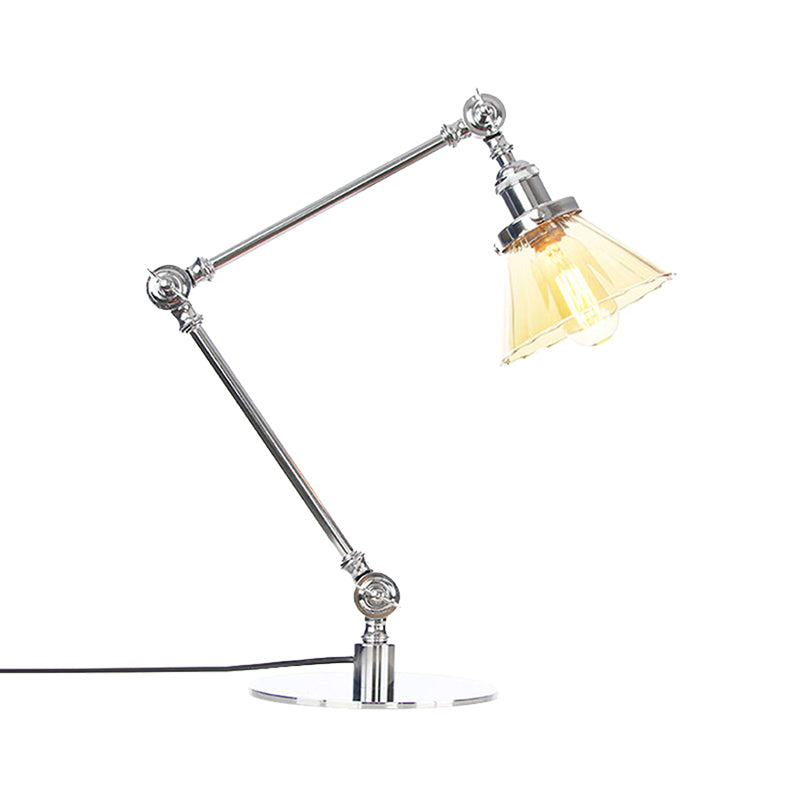 Cone Clear/Amber Glass Table Lamp Warehouse Stylish 1 Light Black/Brass Table Lighting for Study Room Clearhalo 'Lamps' 'Table Lamps' Lighting' 262254