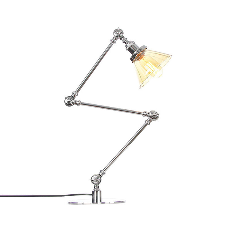 Cone Clear/Amber Glass Table Lamp Warehouse Stylish 1 Light Black/Brass Table Lighting for Study Room Clearhalo 'Lamps' 'Table Lamps' Lighting' 262301