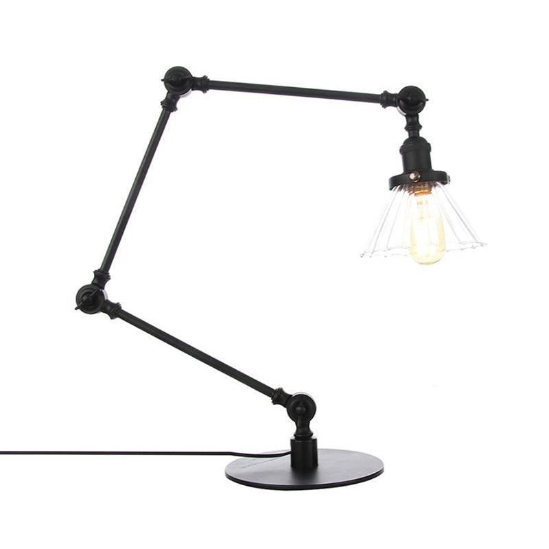 Cone Clear/Amber Glass Table Lamp Warehouse Stylish 1 Light Black/Brass Table Lighting for Study Room Clearhalo 'Lamps' 'Table Lamps' Lighting' 262305