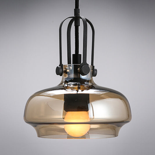 1 Light Pendant Lamp with Adjustable Cord Modern Grey/White/Clear Glass Hanging Light Fixture, 7"/9.5"/13" Wide Amber Clearhalo 'Ceiling Lights' 'Glass shade' 'Glass' 'Industrial Pendants' 'Industrial' 'Middle Century Pendants' 'Pendant Lights' 'Pendants' 'Tiffany' Lighting' 26238