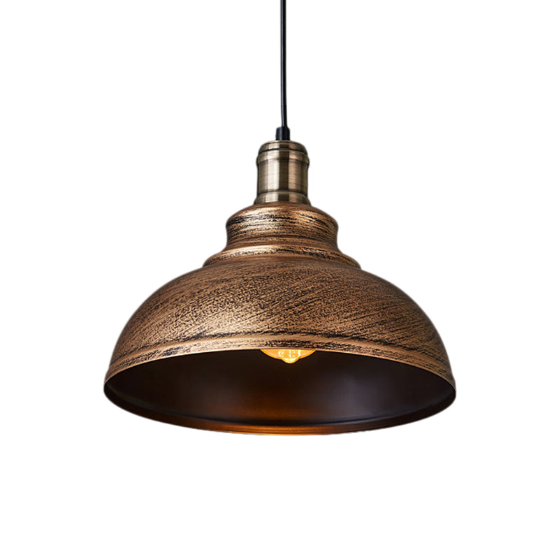 12"/14"/16" Dia 1 Light Ceiling Fixture Industrial Style Bowl Shade Metallic Pendant Ceiling Light in Black/White Inner Clearhalo 'Art Deco Pendants' 'Black' 'Cast Iron' 'Ceiling Lights' 'Ceramic' 'Crystal' 'Industrial Pendants' 'Industrial' 'Metal' 'Middle Century Pendants' 'Pendant Lights' 'Pendants' 'Rustic Pendants' 'Tiffany' Lighting' 2624