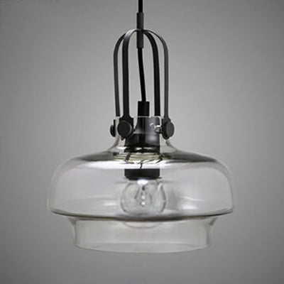 1 Light Pendant Lamp with Adjustable Cord Modern Grey/White/Clear Glass Hanging Light Fixture, 7"/9.5"/13" Wide Clear Clearhalo 'Ceiling Lights' 'Glass shade' 'Glass' 'Industrial Pendants' 'Industrial' 'Middle Century Pendants' 'Pendant Lights' 'Pendants' 'Tiffany' Lighting' 26240