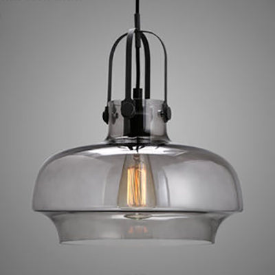 1 Light Pendant Lamp with Adjustable Cord Modern Grey/White/Clear Glass Hanging Light Fixture, 7"/9.5"/13" Wide Grey Clearhalo 'Ceiling Lights' 'Glass shade' 'Glass' 'Industrial Pendants' 'Industrial' 'Middle Century Pendants' 'Pendant Lights' 'Pendants' 'Tiffany' Lighting' 26241