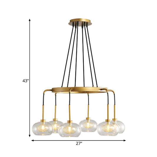 White/Gold Wagon Wheel Chandelier Farmhouse Clear Glass 3/6/8 Heads Pendant Ceiling Light Clearhalo 'Ceiling Lights' 'Chandeliers' 'Glass shade' 'Glass' 'Pendant Lights' Lighting' 262435