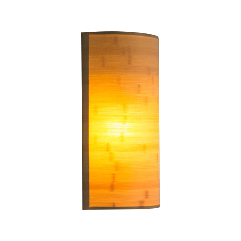 Bamboo Semicylinder Sconce Light Modern 2 Bulbs Wall Lighting Fixture in Wood for Living Room Clearhalo 'Modern wall lights' 'Modern' 'Wall Lamps & Sconces' 'Wall Lights' Lighting' 262441