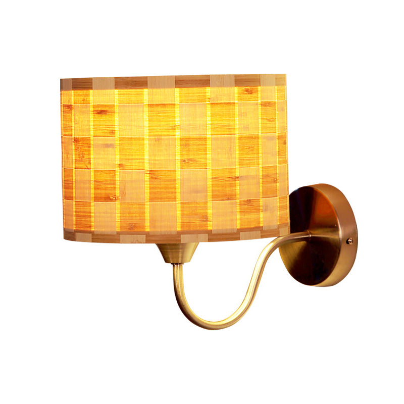 Drum Wall Lighting Traditional Bamboo 1 Bulb Wood Sconce Light Fixture for Dining Room Clearhalo 'Modern wall lights' 'Modern' 'Wall Lamps & Sconces' 'Wall Lights' Lighting' 262448