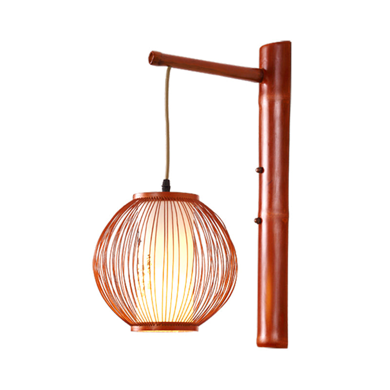 Global Wall Lighting Traditional Bamboo 1 Bulb Bronze Sconce Light Fixture with Inner White Cylinder Parchment Shade Clearhalo 'Modern wall lights' 'Modern' 'Wall Lamps & Sconces' 'Wall Lights' Lighting' 262484