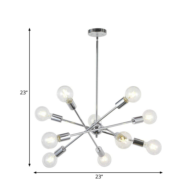 Sputnik Hanging Chandelier Light Industrial Style Metal 6/8/10 Bulbs Living Room Pendant Light in Brass/Chrome Clearhalo 'Cast Iron' 'Ceiling Lights' 'Chandeliers' 'Industrial Chandeliers' 'Industrial' 'Metal' 'Middle Century Chandeliers' 'Rustic Chandeliers' 'Tiffany' Lighting' 262601