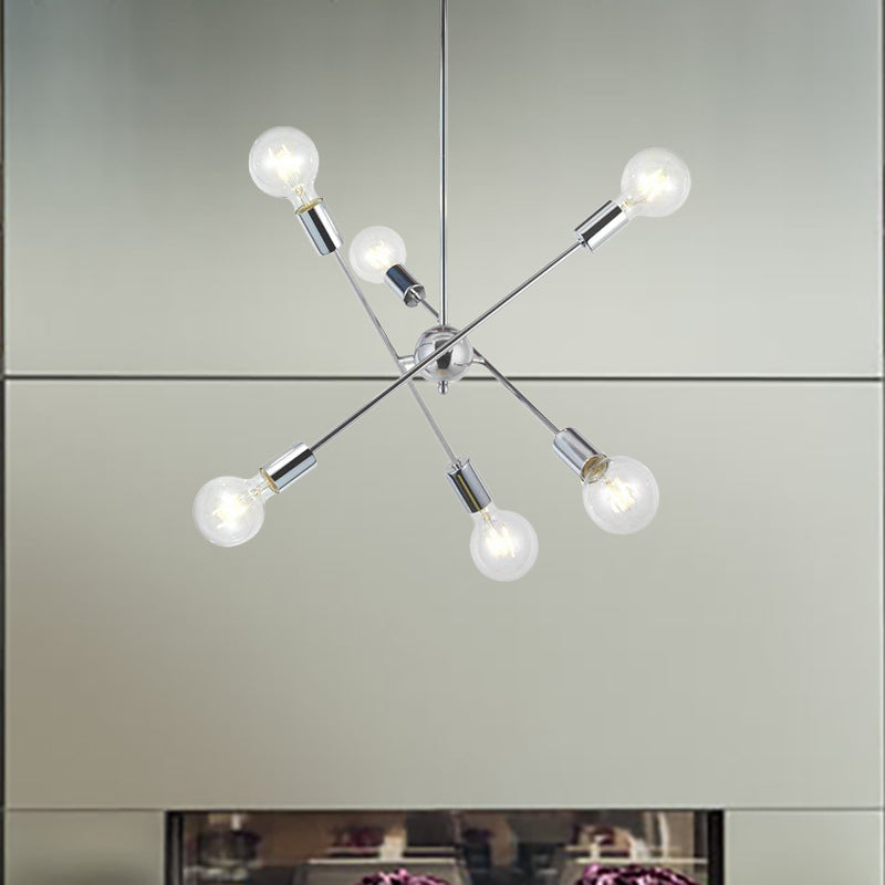 Sputnik Hanging Chandelier Light Industrial Style Metal 6/8/10 Bulbs Living Room Pendant Light in Brass/Chrome Clearhalo 'Cast Iron' 'Ceiling Lights' 'Chandeliers' 'Industrial Chandeliers' 'Industrial' 'Metal' 'Middle Century Chandeliers' 'Rustic Chandeliers' 'Tiffany' Lighting' 262603