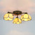 Rustic Dome Ceiling Fixture 3 Lights Beige/Yellow-Blue/Clear/Blue Glass Flush Mount Ceiling Fixture for Living Room Beige Clearhalo 'Ceiling Lights' 'Close To Ceiling Lights' 'Close to ceiling' 'Glass shade' 'Glass' 'Semi-flushmount' 'Tiffany close to ceiling' 'Tiffany' Lighting' 26268