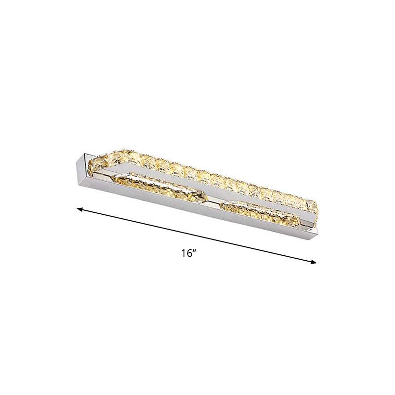 Linear Bathroom Vanity Wall Light Clear/Champagne Crystal 16"/22" W LED Contemporary Wall Lamp in Warm/White Light - Clearhalo - 'Modern wall lights' - 'Modern' - 'Vanity Lights' - 'Wall Lights' - Lighting' - 262692