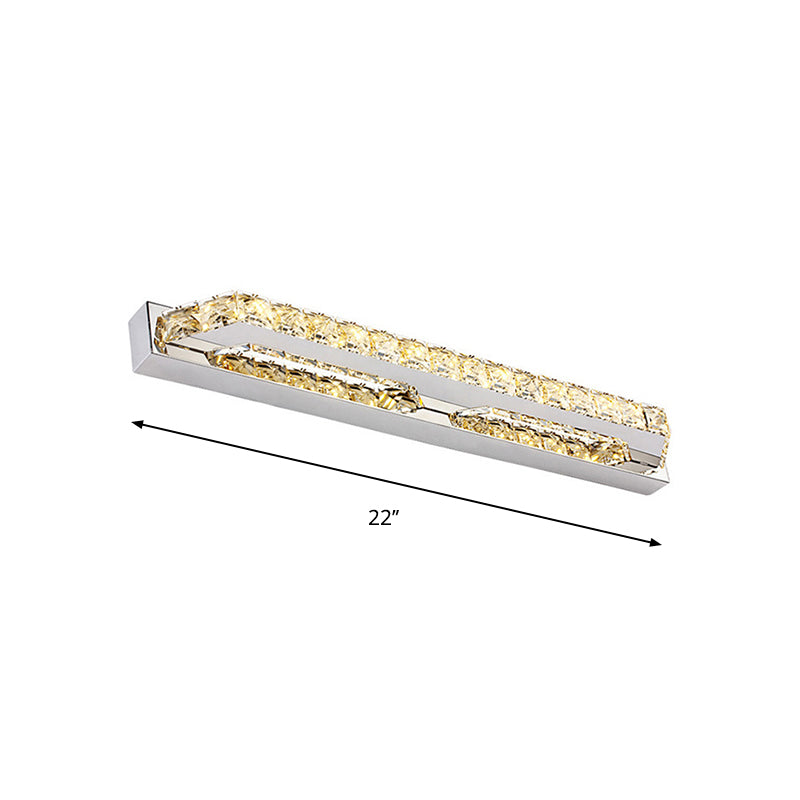 Linear Bathroom Vanity Wall Light Clear/Champagne Crystal 16"/22" W LED Contemporary Wall Lamp in Warm/White Light - Clearhalo - 'Modern wall lights' - 'Modern' - 'Vanity Lights' - 'Wall Lights' - Lighting' - 262693