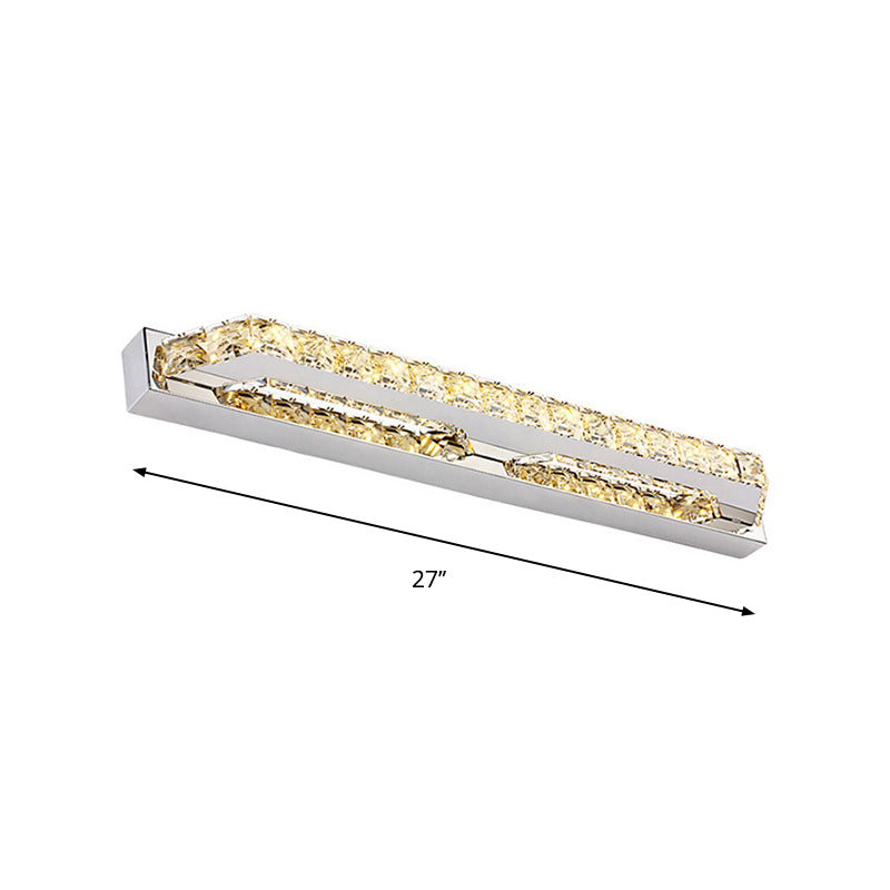 Linear Bathroom Vanity Wall Light Clear/Champagne Crystal 16"/22" W LED Contemporary Wall Lamp in Warm/White Light - Clearhalo - 'Modern wall lights' - 'Modern' - 'Vanity Lights' - 'Wall Lights' - Lighting' - 262694